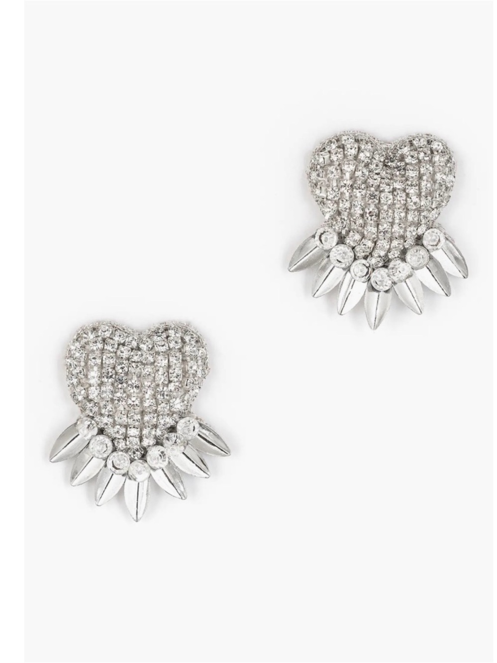 Deepa Gurnani Danira Crystal Heart Earrings in Silver NWOT $70 Retail